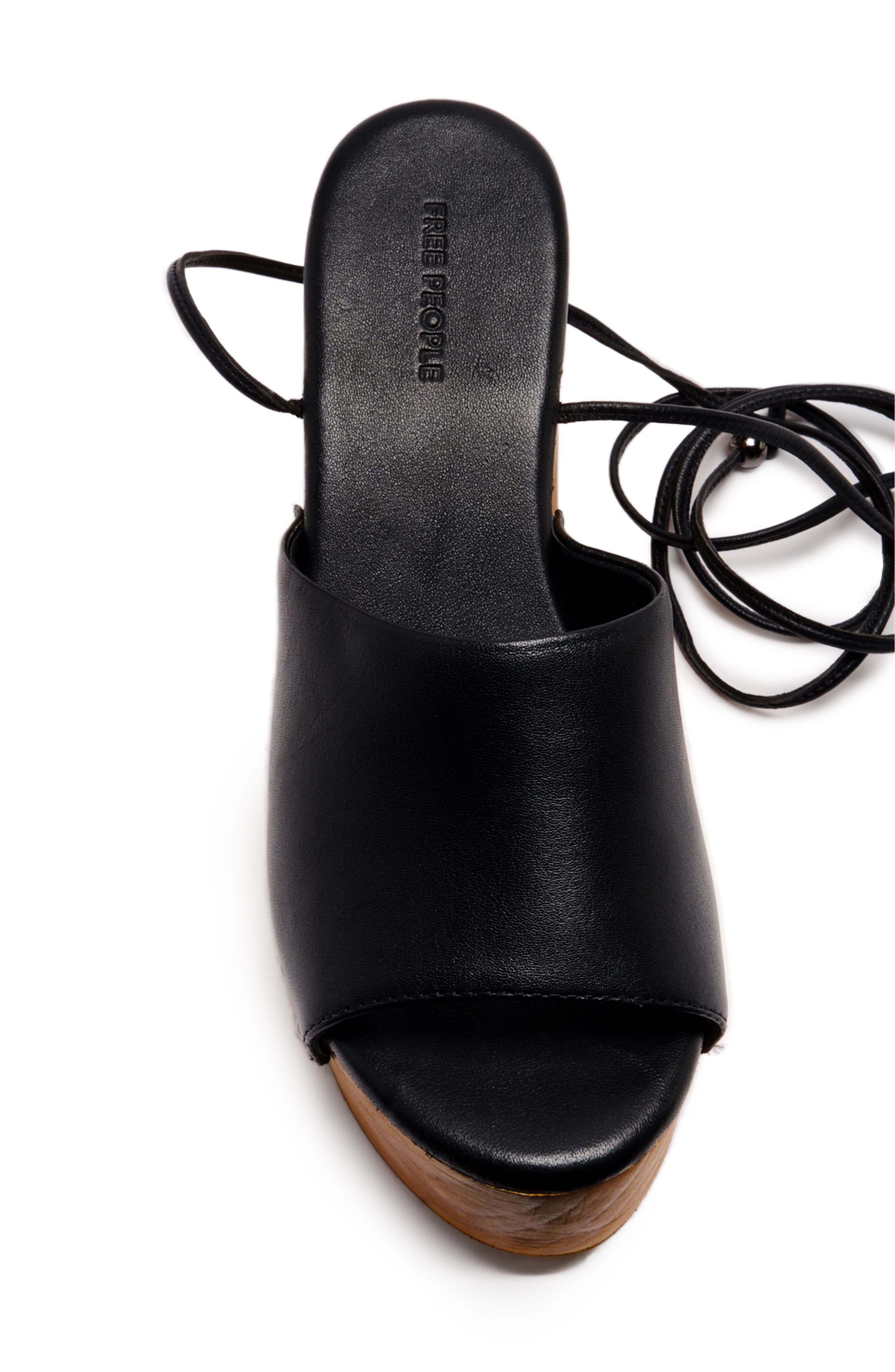 Free People Front Row Ankle Wrap Platform Sandal, Alternate, color, Black Leather