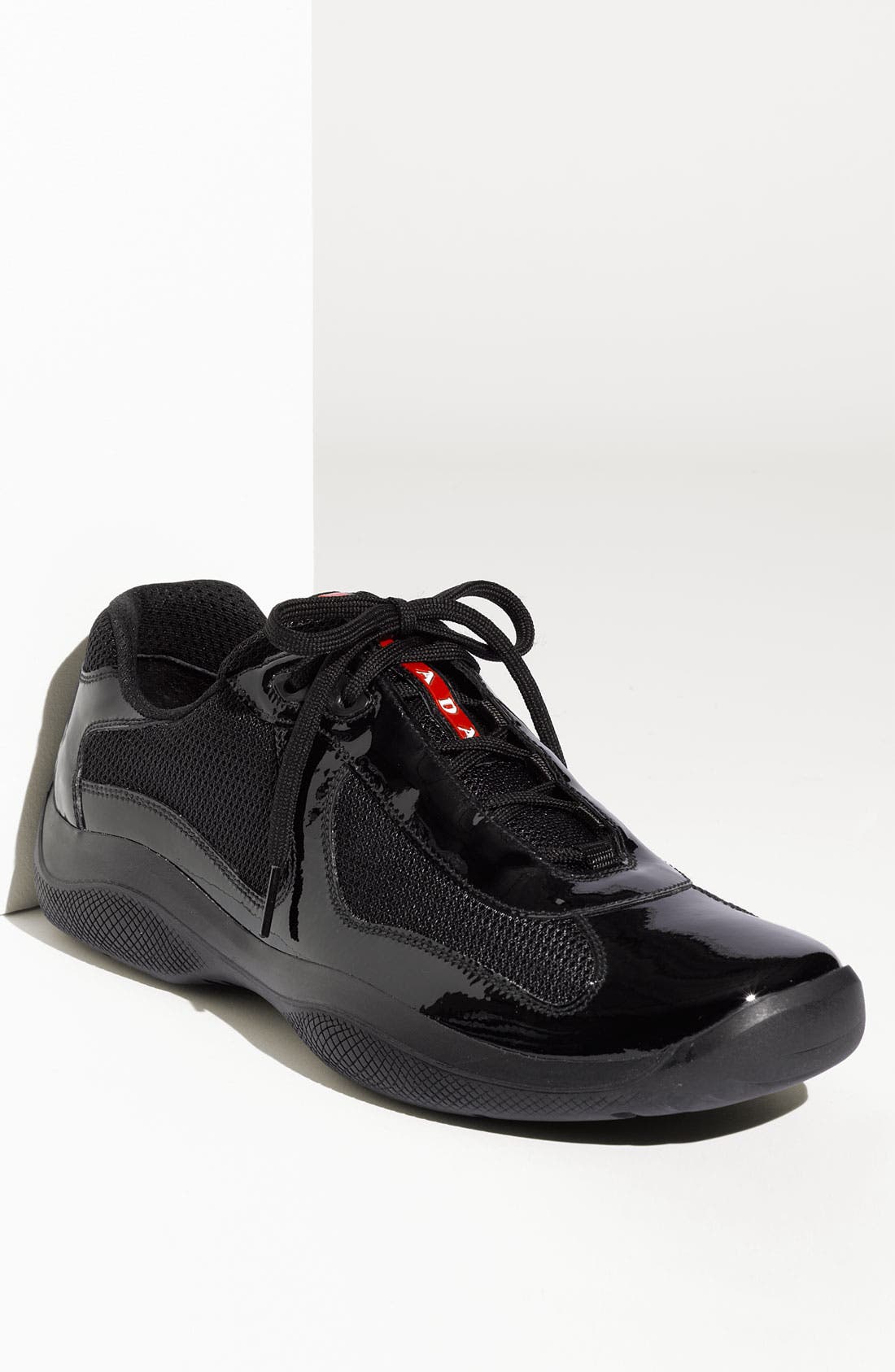 'America's Cup' Mesh & Leather Sneaker, Main, color, BLACK PATENT