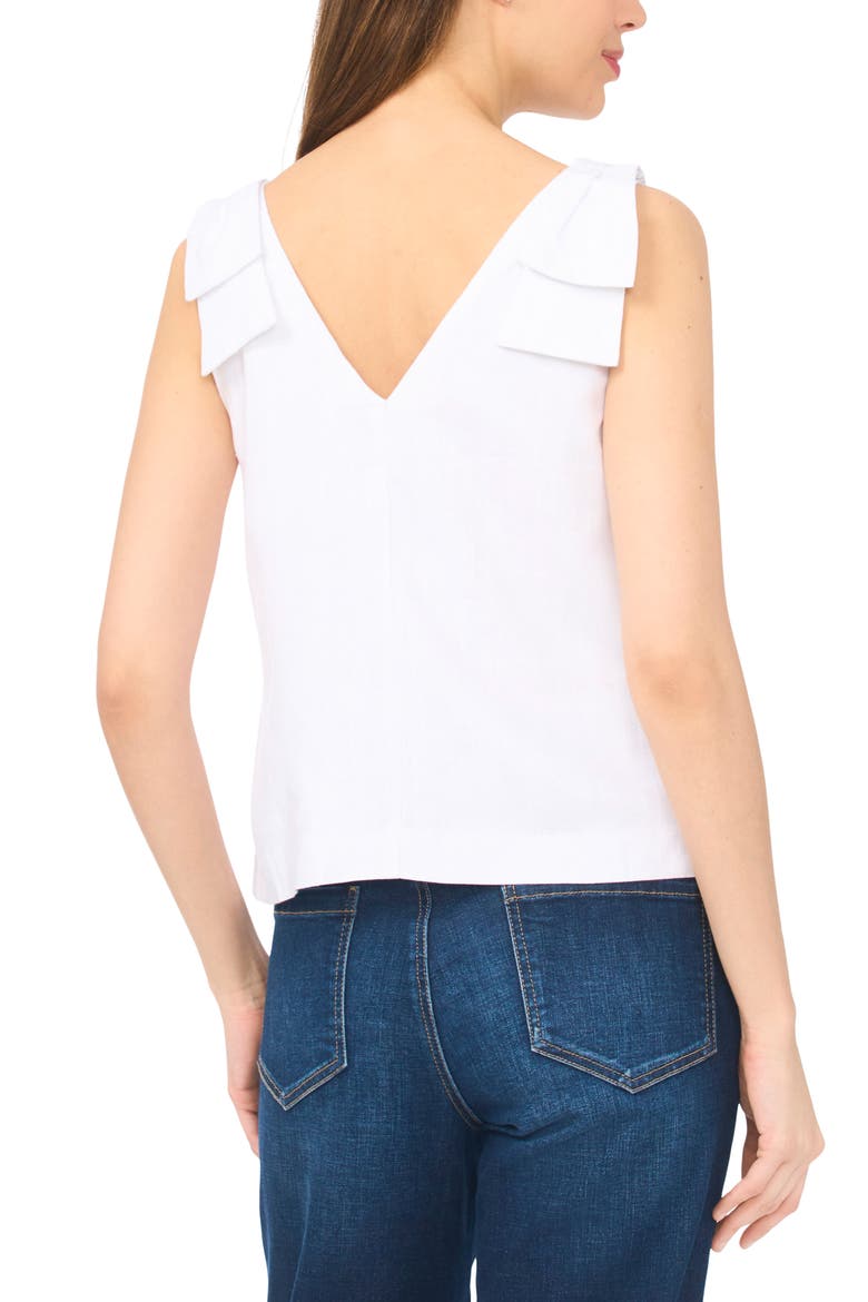 Bow Shoulder V-Neck Tank, Alternate, color, ULTRA WHITE