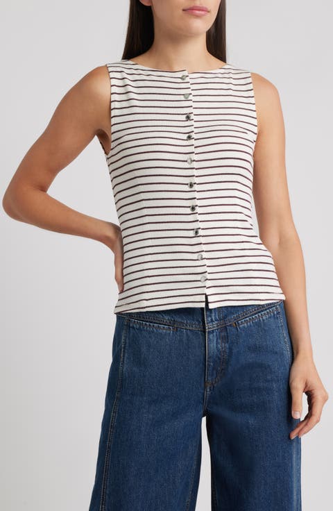 The Knit Stripe Boat Neck Tank