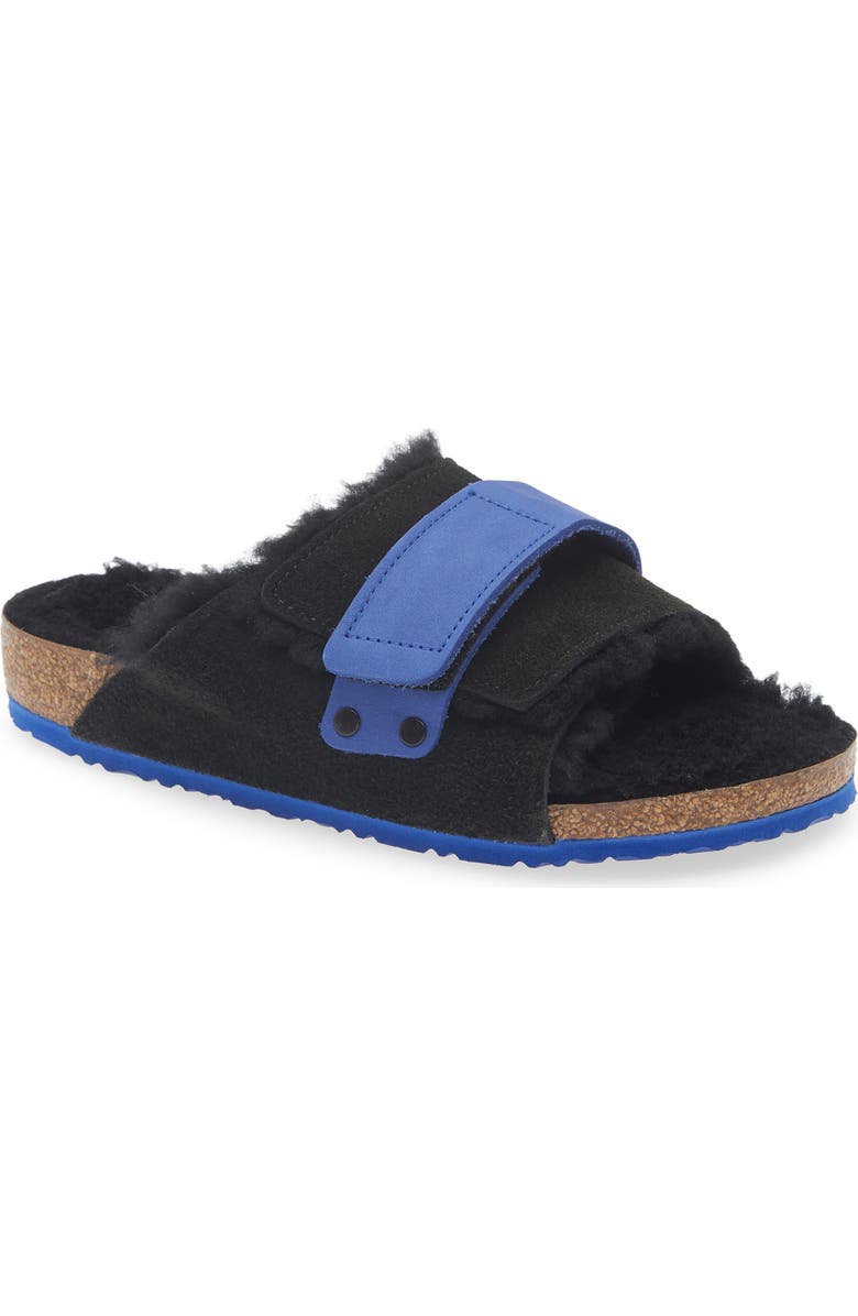 Birkenstock Kids' Kyoto Genuine Shearling Lined Slide Sandal, Main, color, Black
