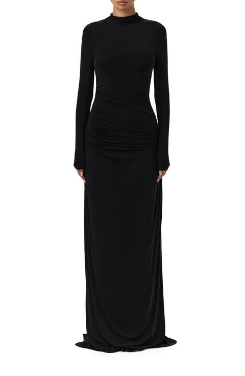 Funnel Neck Long Sleeve Dress