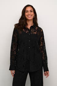 Kaffe Kanelly Lace Shirt Loose Fit Button Up
