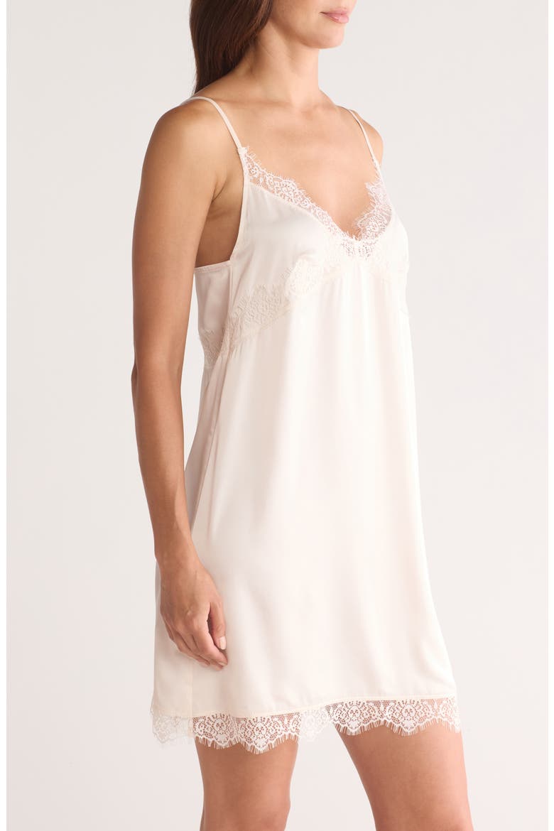 Lace Trim Satin Chemise, Alternate, color, SAKURA PINK