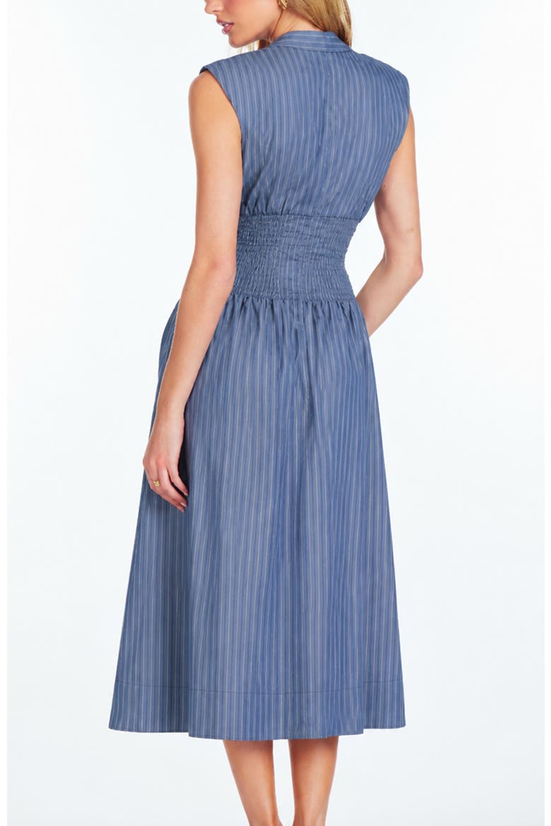Skye Zip Front Midi Dress, Alternate, color, Blue Stripe