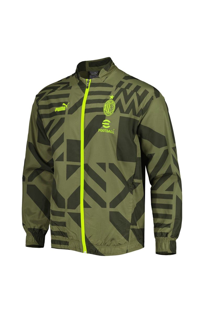 PUMA Men's Puma Olive AC Milan Pre-Match Raglan Full-Zip Training Jacket, Alternate, color, 