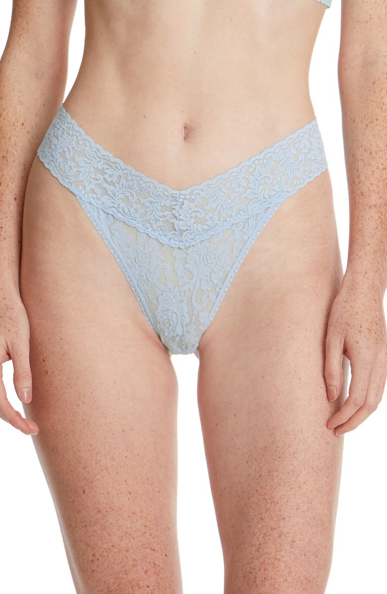Hanky Panky Matchbox Assorted 3-Pack Original Rise Thongs, Alternate, color, Cloudy Blue/ Lavender/ Coral