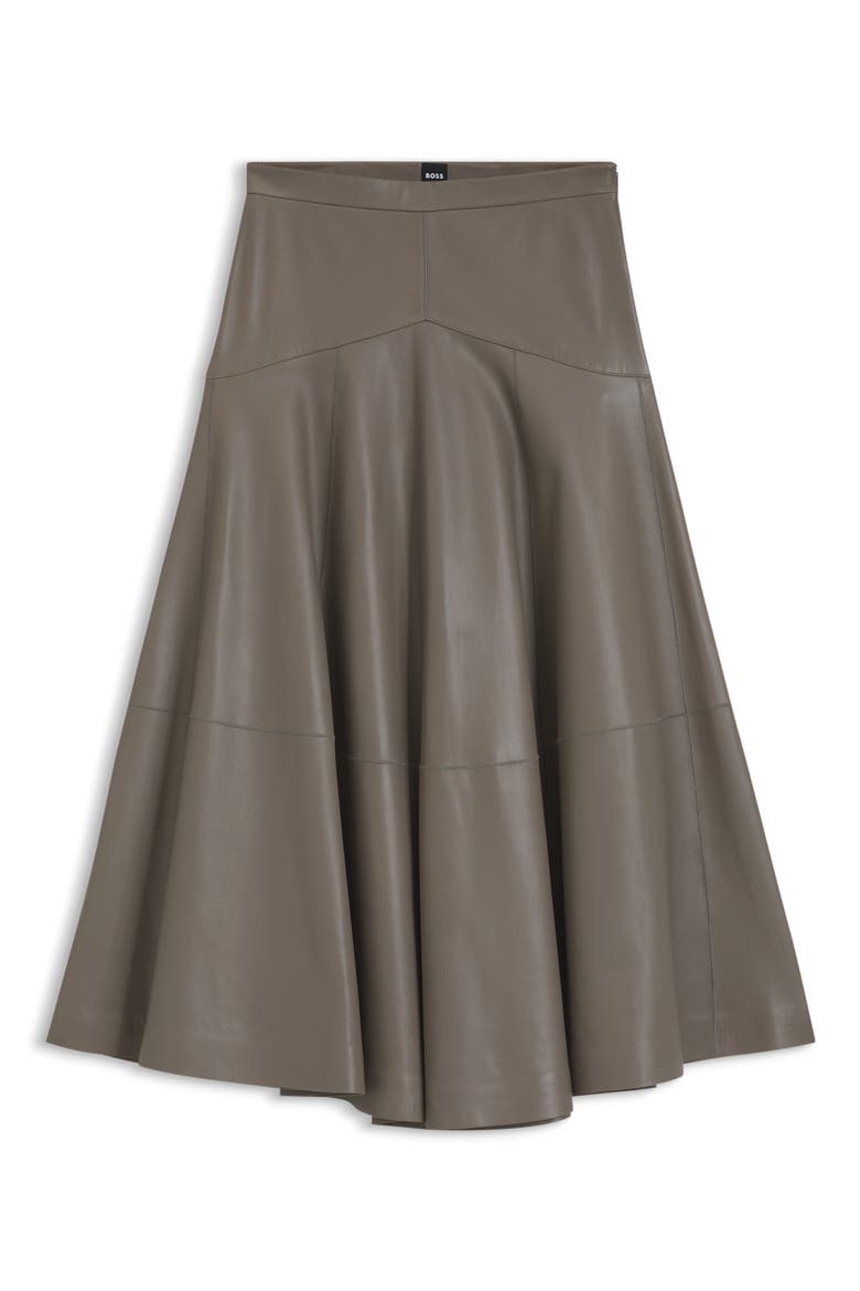 Sesola Leather Midi Skirt, Alternate, color, WALNUT