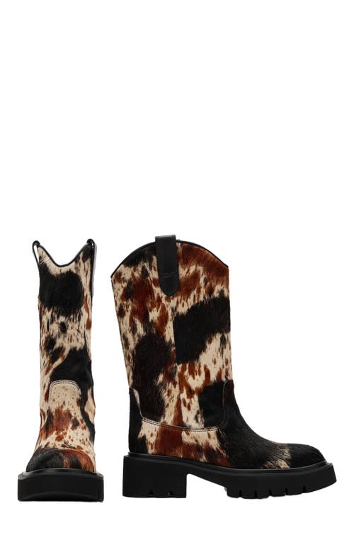 Marc Nolan Daisy Dark Horse Pony Hair Lug Cowgirl Boots