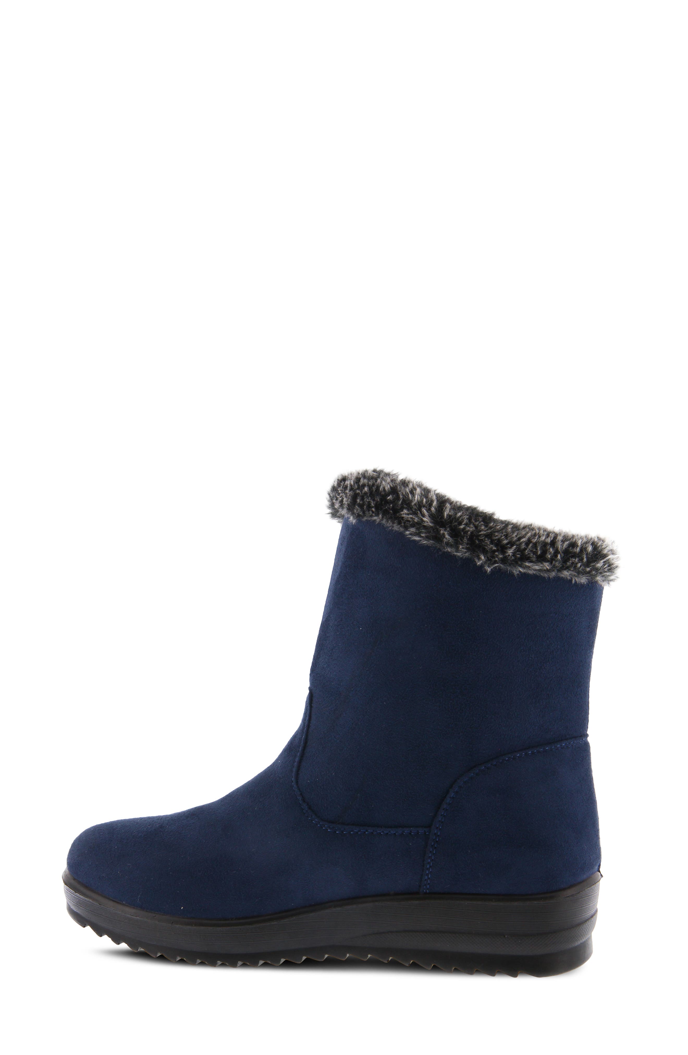 Istra Faux Fur Wedge Boot, Alternate, color, NAVY