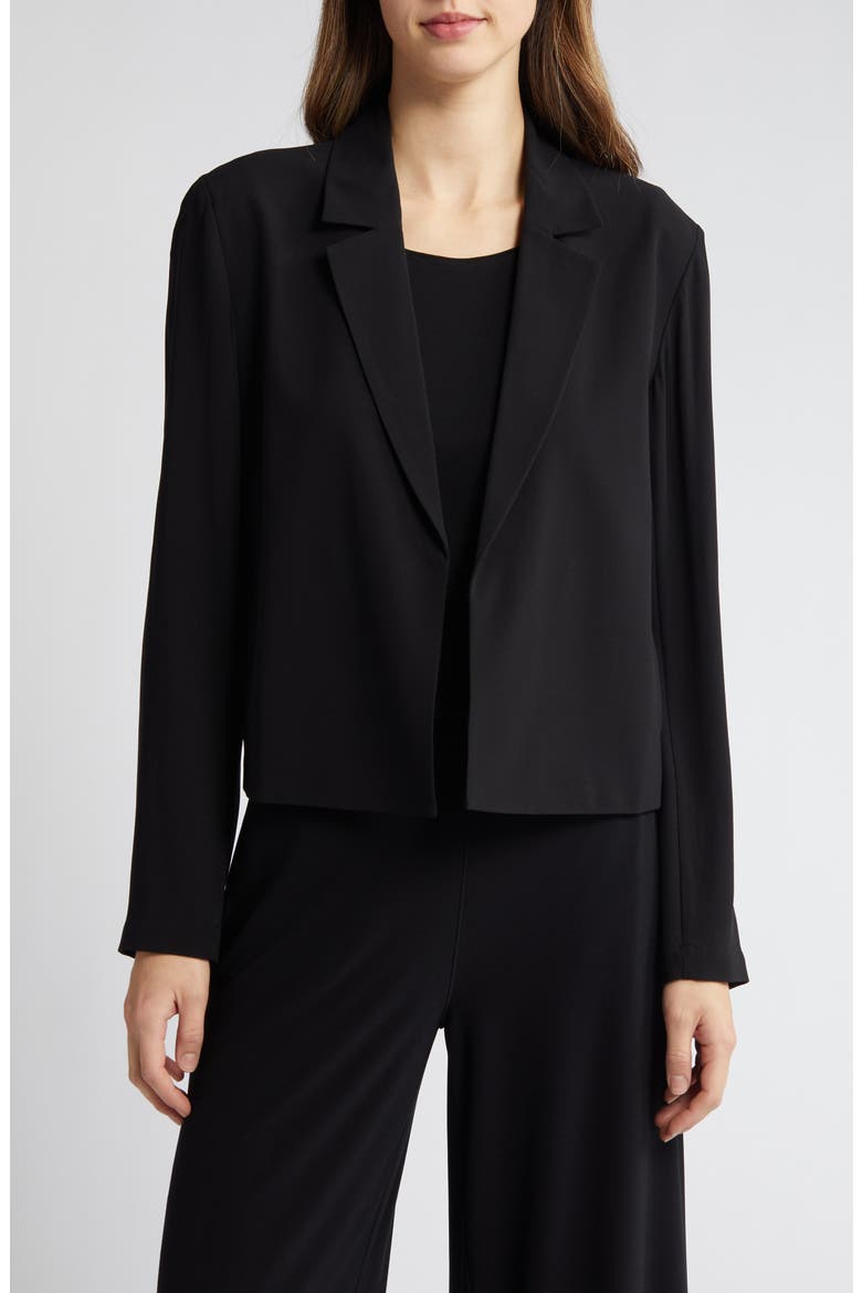 Open Front Silk Blazer, Main, color, BLACK