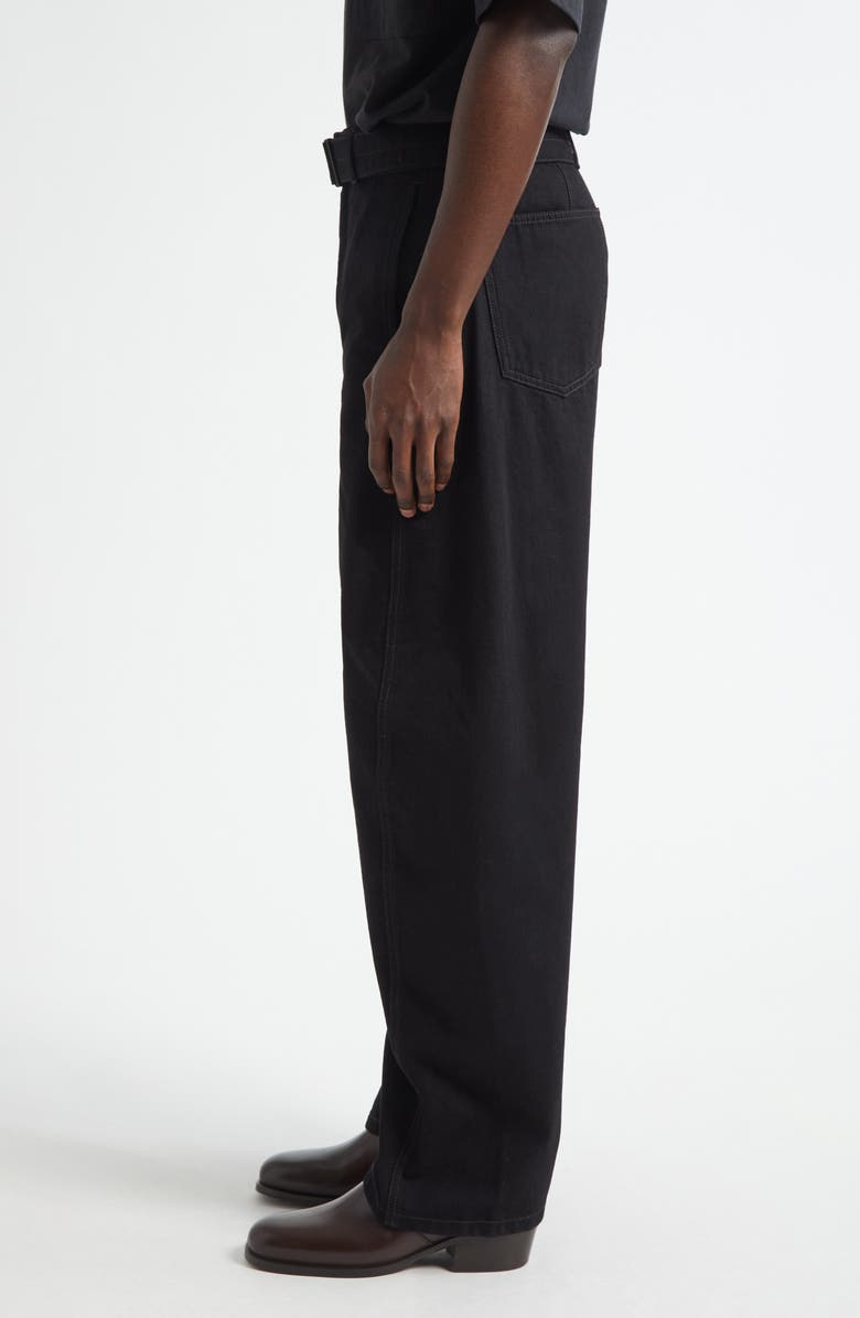 Lemaire Twisted Seam Belted Barrel Leg Jeans, Alternate, color, Black