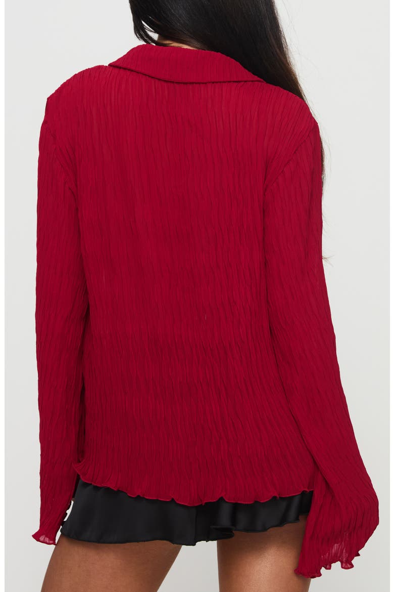 Selma Crinkle Button-Up Top, Alternate, color, BURGUNDY