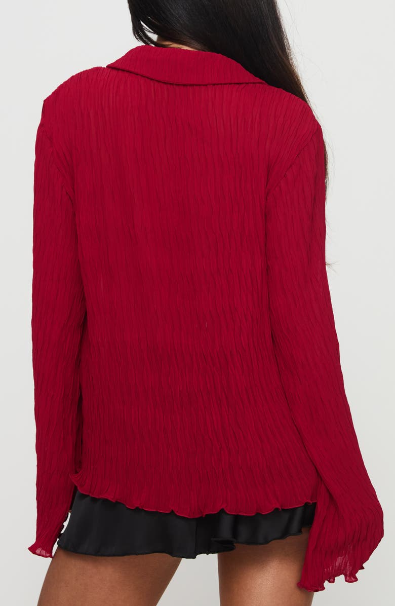 Princess Polly Selma Crinkle Button-Up Top, Alternate, color, Burgundy