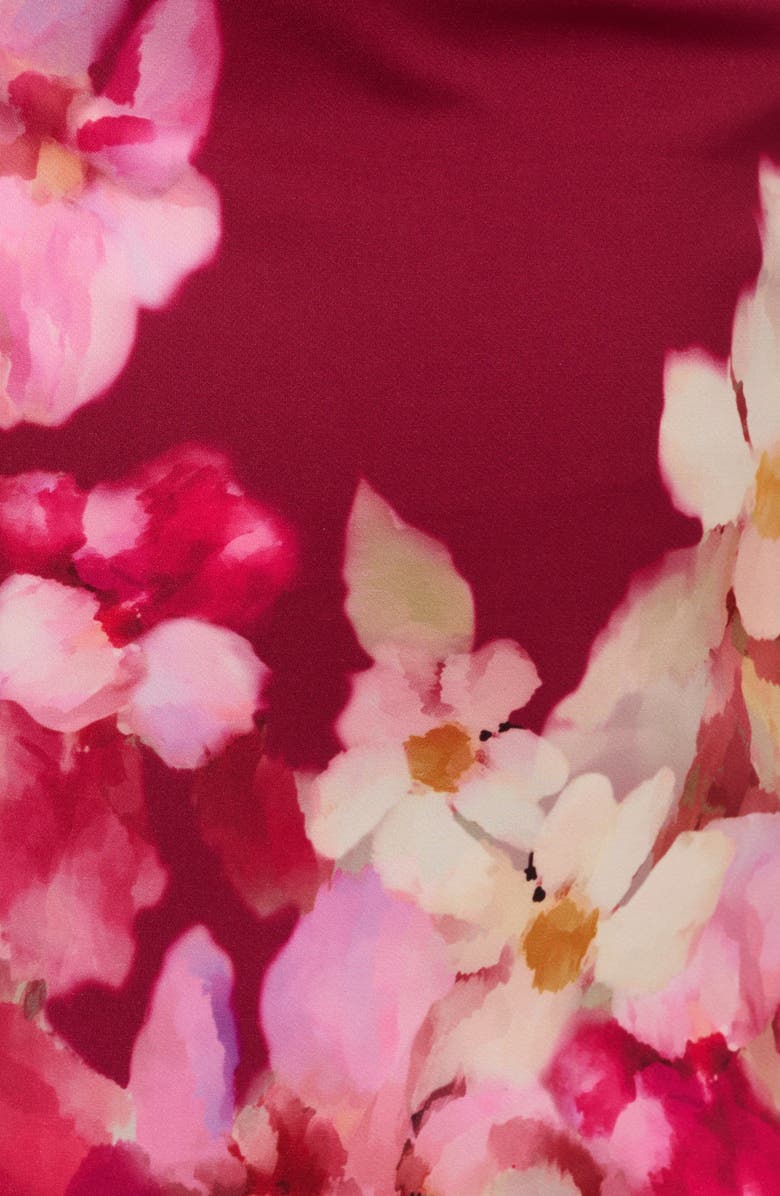 Adrianna Papell Floral Print Tie Front Stretch Twill Sheath Dress, Alternate, color, 