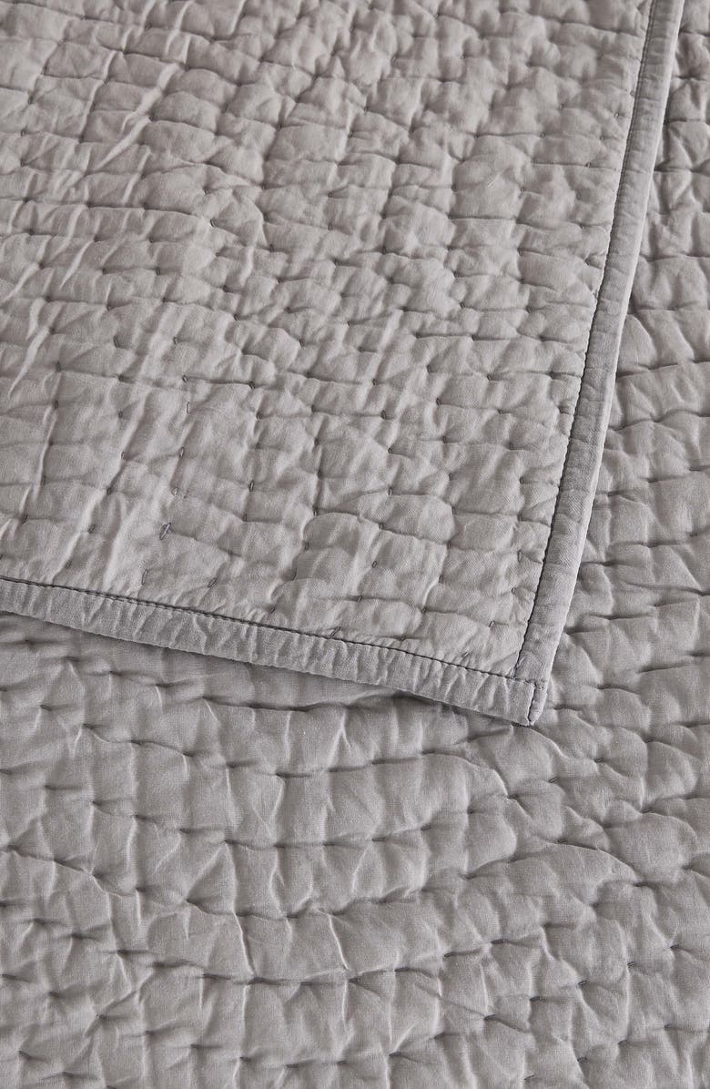 MELANGE HOME Voile Solid Cotton Quilt & Sham Set, Alternate, color, Light Grey