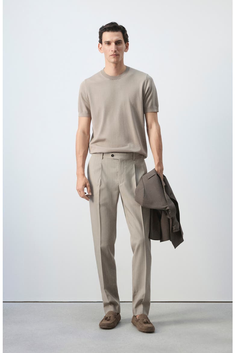 Slim Fit Pinstripe Pants, Alternate, color, MEDIUM BROWN