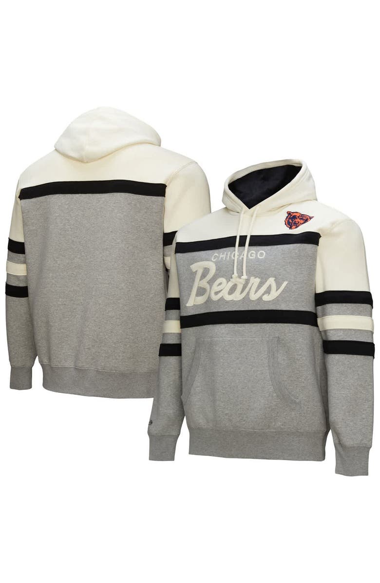 Mitchell & Ness Men's Mitchell & Ness Heather Gray Chicago Bears Head Coach Vintage Logo Pullover Hoodie, Main, color,