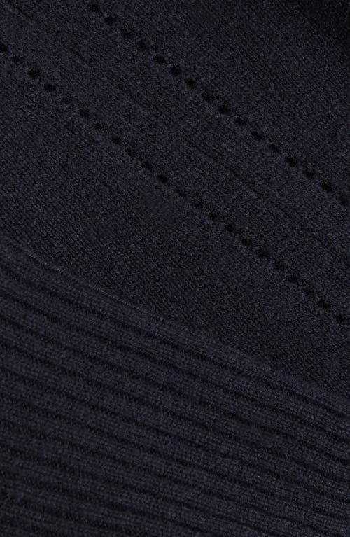 Reiss Anya Pointelle Accent Crewneck Sweater In Blue