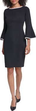 KARL LAGERFELD PARIS Flare Sleeve Scuba Sheath Dress