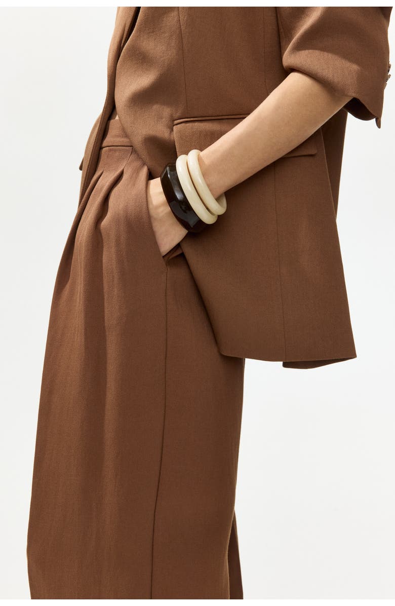 H&M Wide-leg dress pants, Alternate, color, Brown