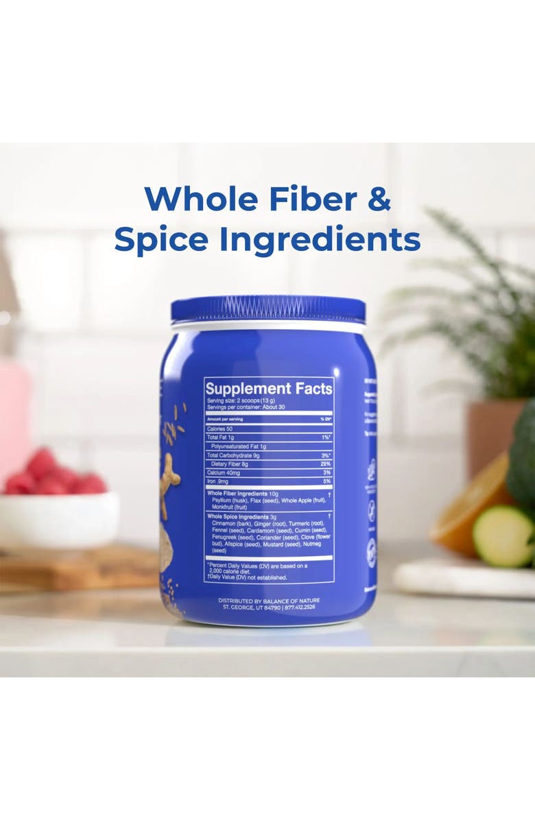 Balance of Nature Fiber and Spice Blend with Psyllium Husk Flaxseed Turmeric and Apple, Alternate, color, NO COLOR