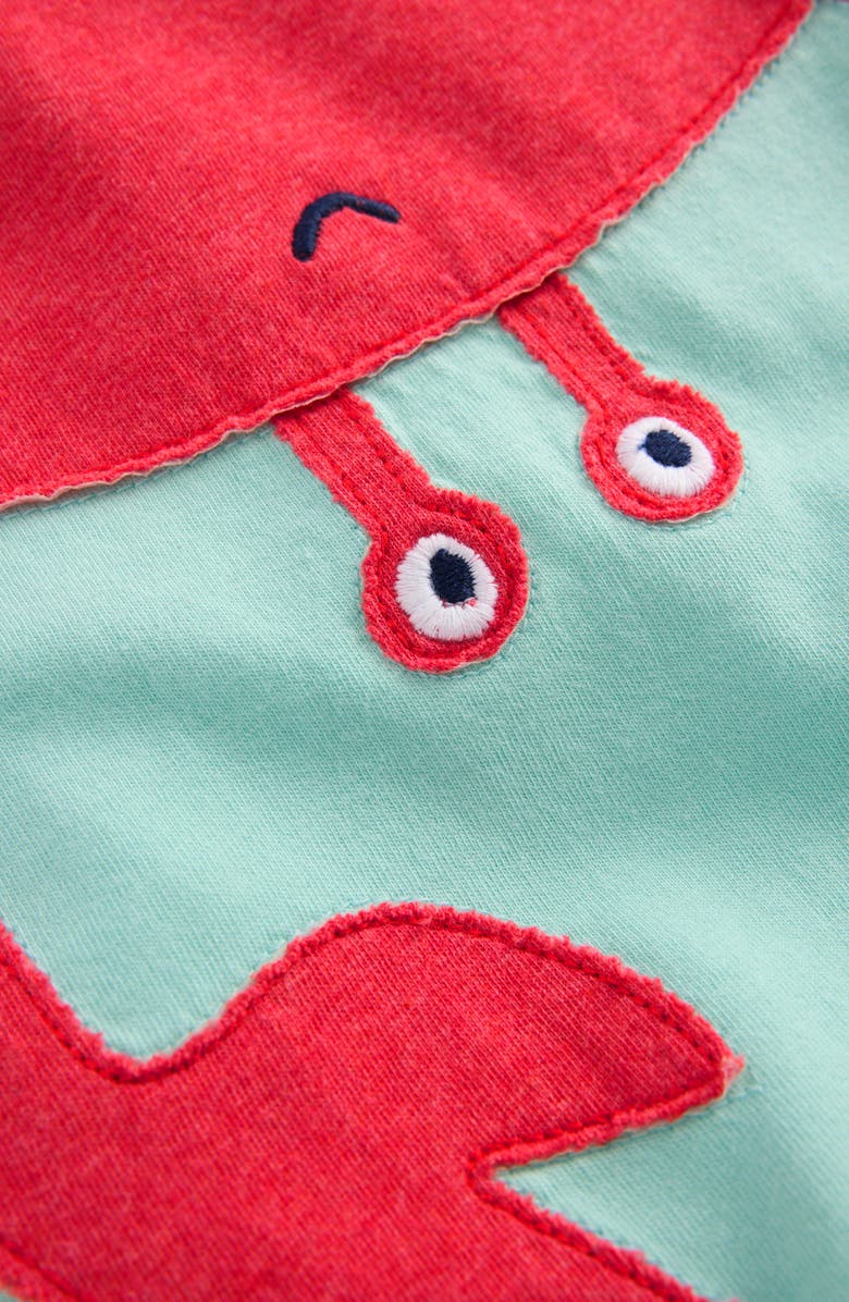 Mini Boden Kids' Crab Appliqué Cotton T-Shirt, Alternate, color, Pastel Turquoise Crab