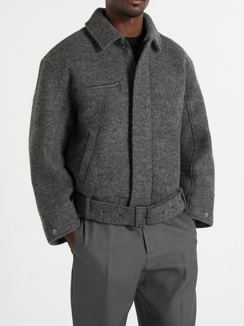 Ezra Unisex Wool Belted Bomber Jacket