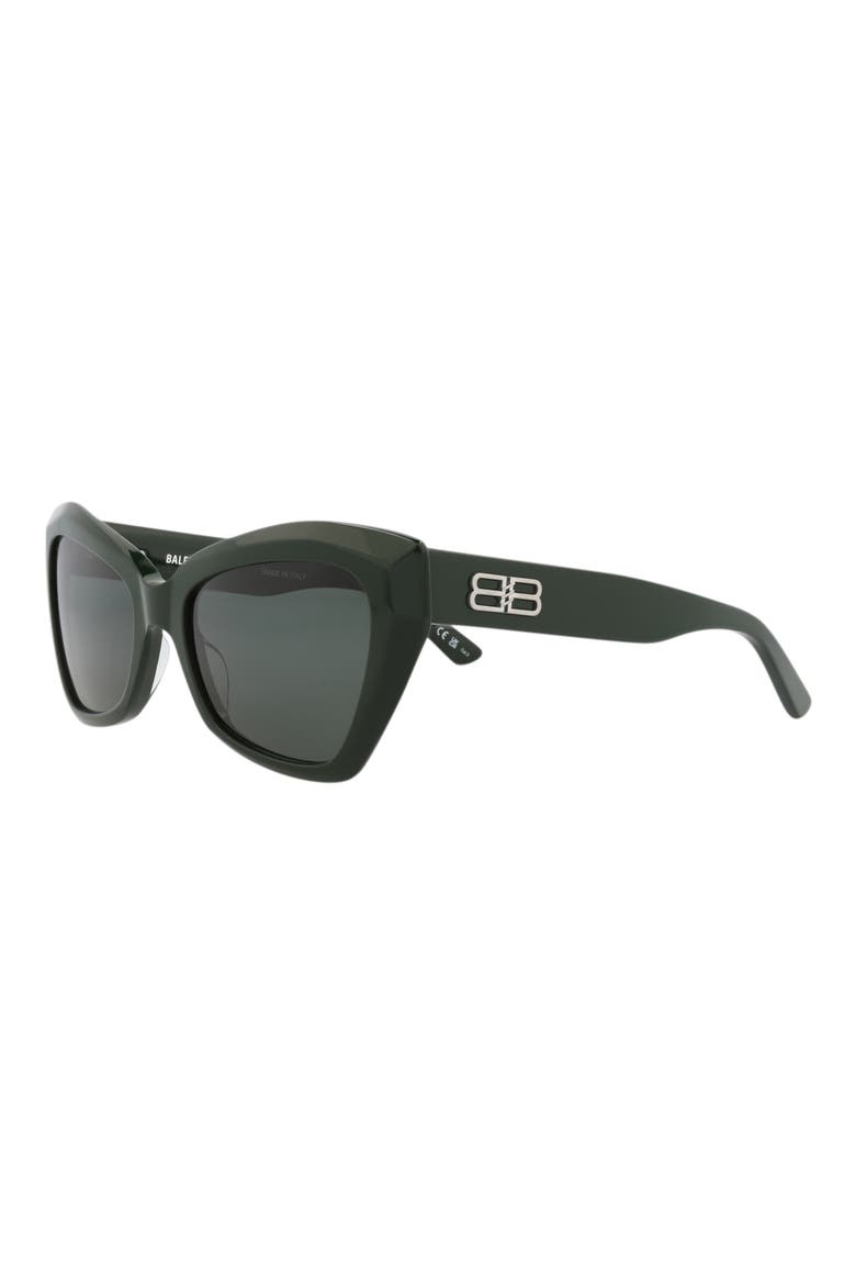 56mm Cat Eye Sunglasses, Alternate, color, GREEN GREEN GREEN
