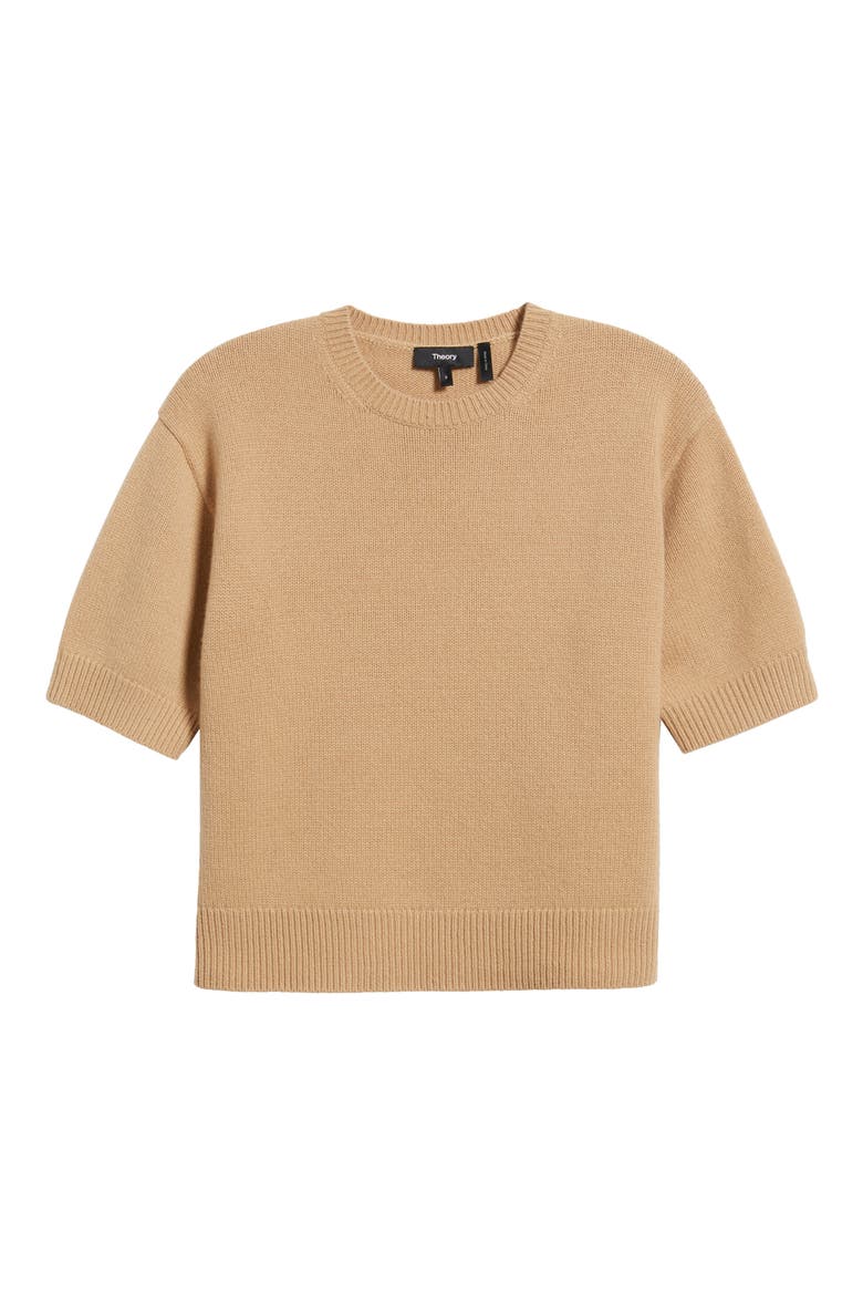 Short Sleeve Cashmere Sweater, Alternate, color, NEW CAMEL