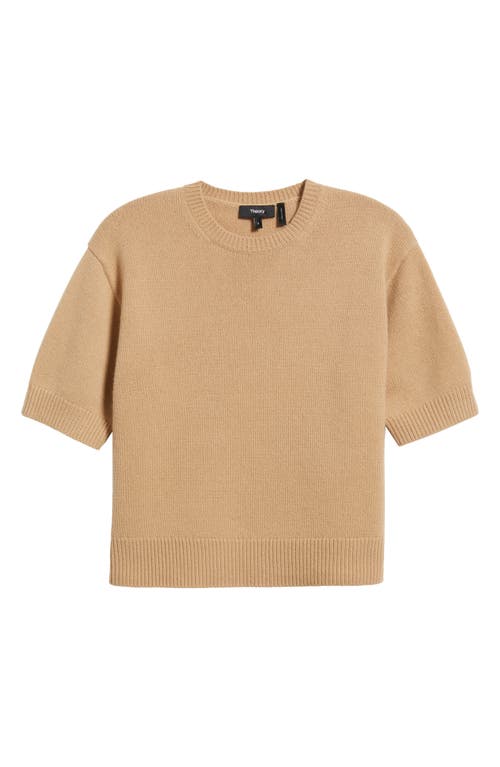Theory Short Sleeve Cashmere Sweater In Brown
