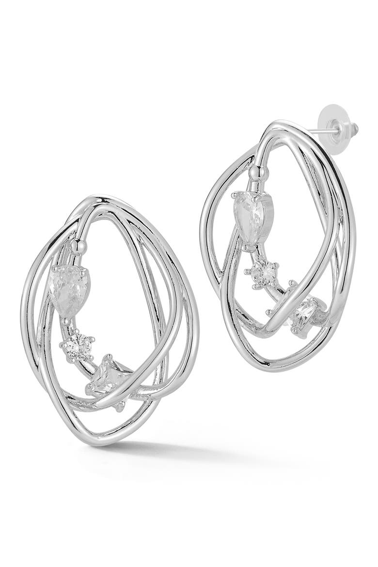 Statement Frontal Hoop Earrings, Main, color, SILVER