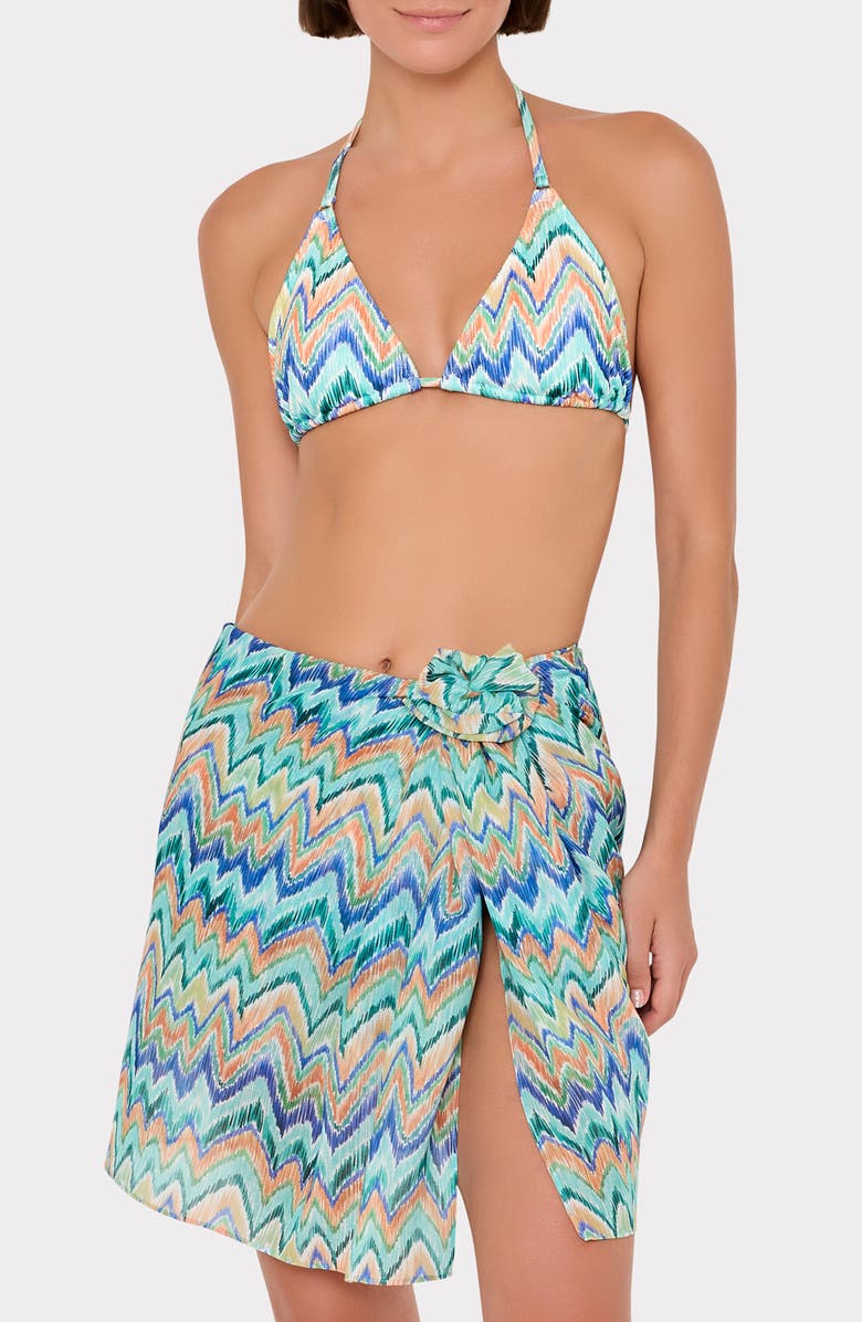Milly Tropical Chevron Print Cover-Up Sarong, Alternate, color, Tropical Multi