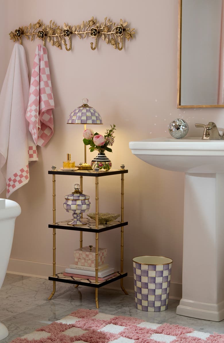 MACKENZIE CHILDS Violet Check Waste Bin, Alternate, color, Violet