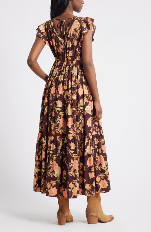 Treasure & Bond Crinkle Finish Flutter Sleeve Maxi Dress In Burgundy