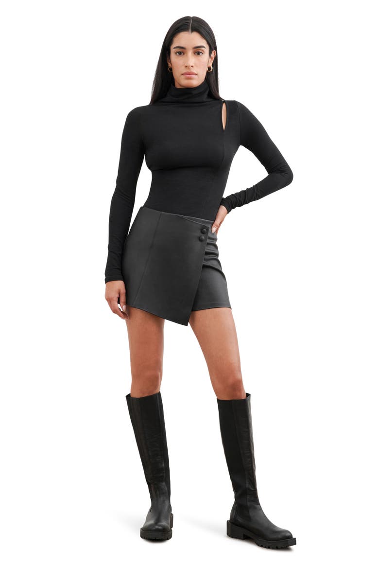 Lennox Asymmetric Long Sleeve Top, Alternate, color, BLACK
