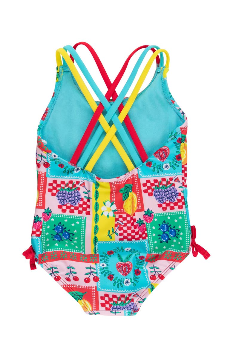 RuffleButts Girls UPF50+ Sun Protected Cross-Back One Piece, Alternate, color, Picnic Party