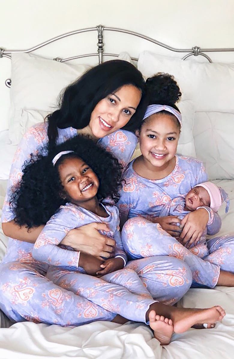 Everly Grey Baby Grey by Everly Grey Charlie Fitted Two-Piece Pajamas & Head Wrap Set, Alternate, color,