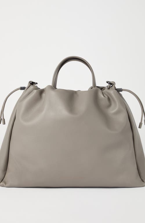 BRUNELLO CUCINELLI BRUNELLO CUCINELLI LARGE SOFT LEATHER MELLOW SHOPPER BAG
