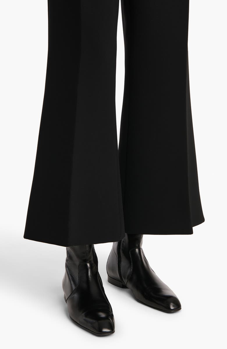 Khaite Walter Double Face Crepe Kick Flare Crop Pants, Alternate, color, Black