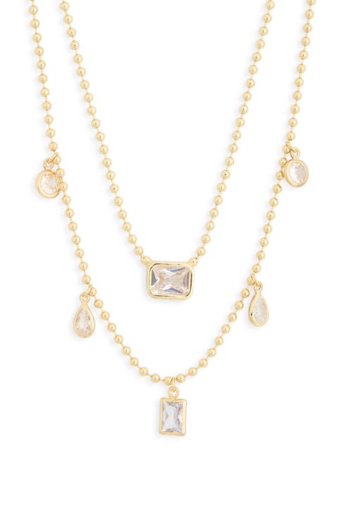 Bezel CZ Charm Layered Necklace