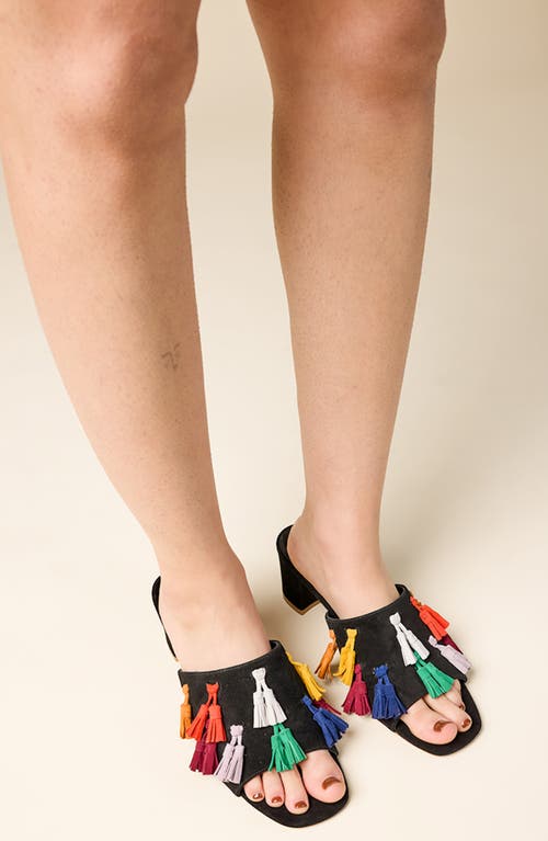 Charlotte Stone Lorraine Tasseled Mule Slide Sandal In Multi