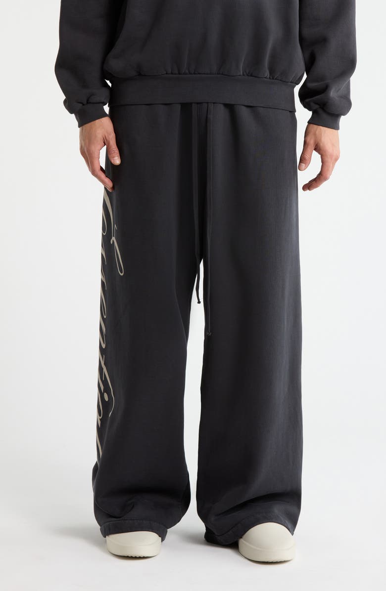 Fear of God Essentials Lounge Heavy Fleece Wide Leg Sweatpants, Main, color, Vintage Black