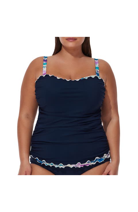 Canva Plus Size Shirred Underwire Tankini Top