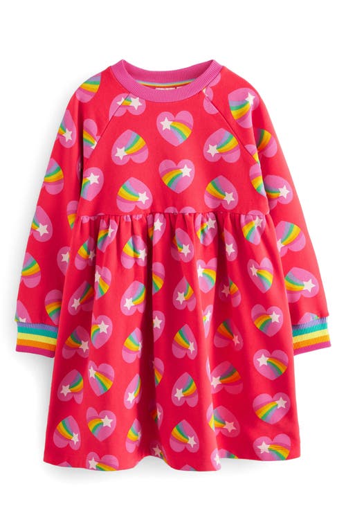 Shop Little Bird Kids' Heart Print Long Sleeve Sweatshirt Dress In Red