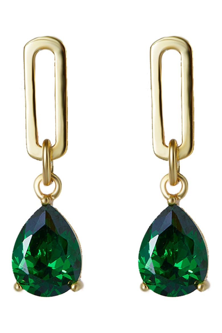 Cubic Zirconia Paper Clip Drop Earrings, Alternate, color, GOLD