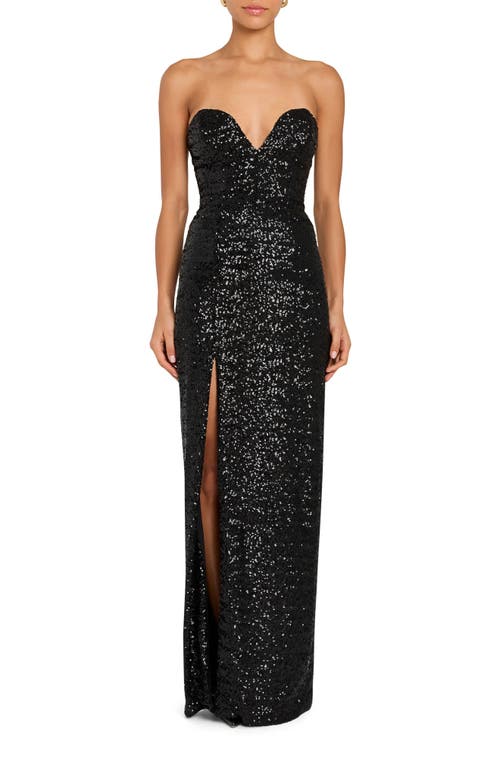 Amanda Uprichard Cherri Strapless Sequin Gown In Black