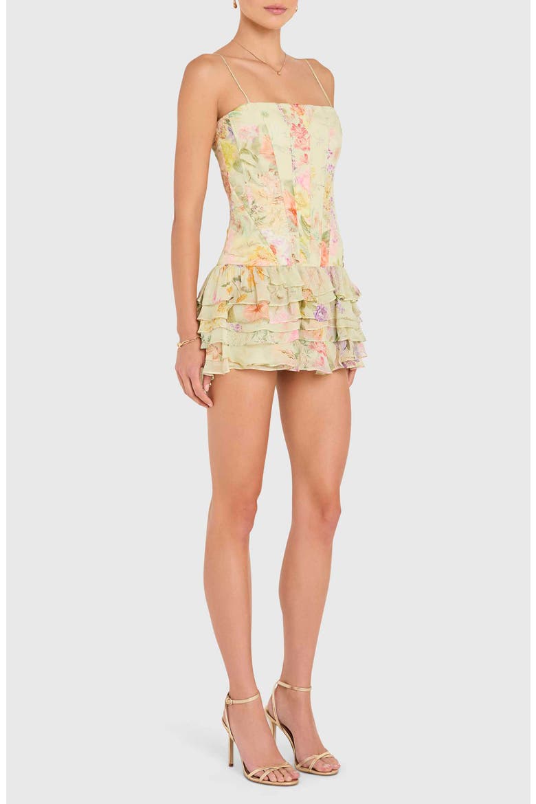Laureline Floral Print Ruffle Romper, Alternate, color, ENDIVE MULTI