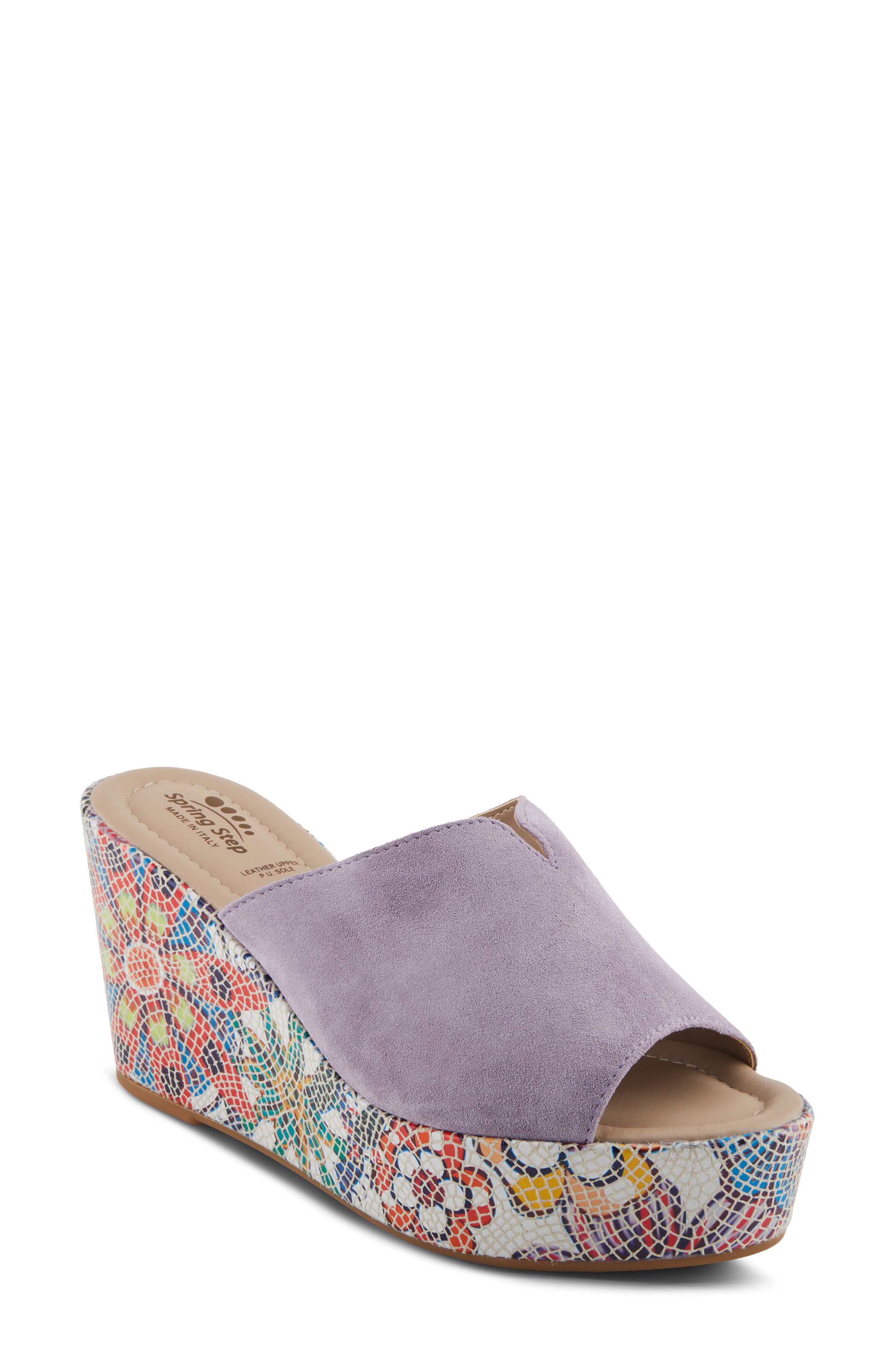 Spring Step Laylani Wedge Slide Sandal, Main, color, Lavender Suede