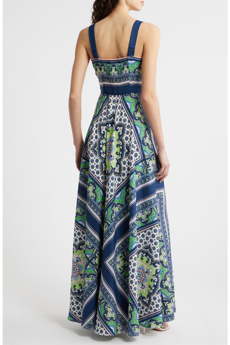 Scarf Print Sleeveless Maxi Dress, Alternate, color, NAVY LIME